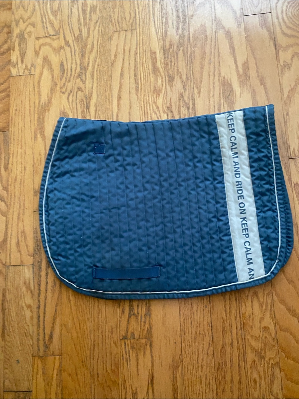 Keep Calm Navy Quilted Saddle Pad - Performance Equestrian Pad - Picture 3 of 3